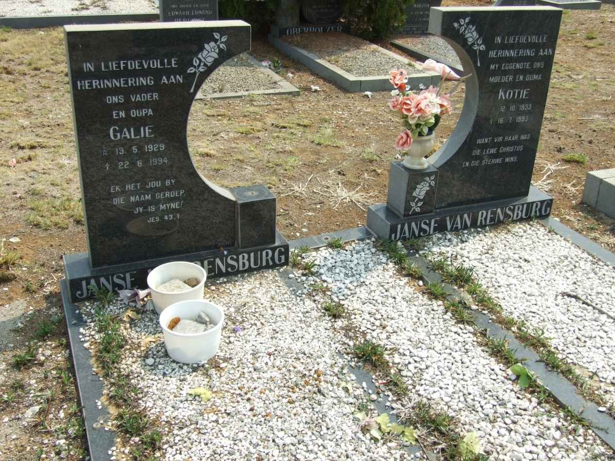 RENSBURG Galie, Janse van 1929-1994 &amp; Kotie 1933-1993
