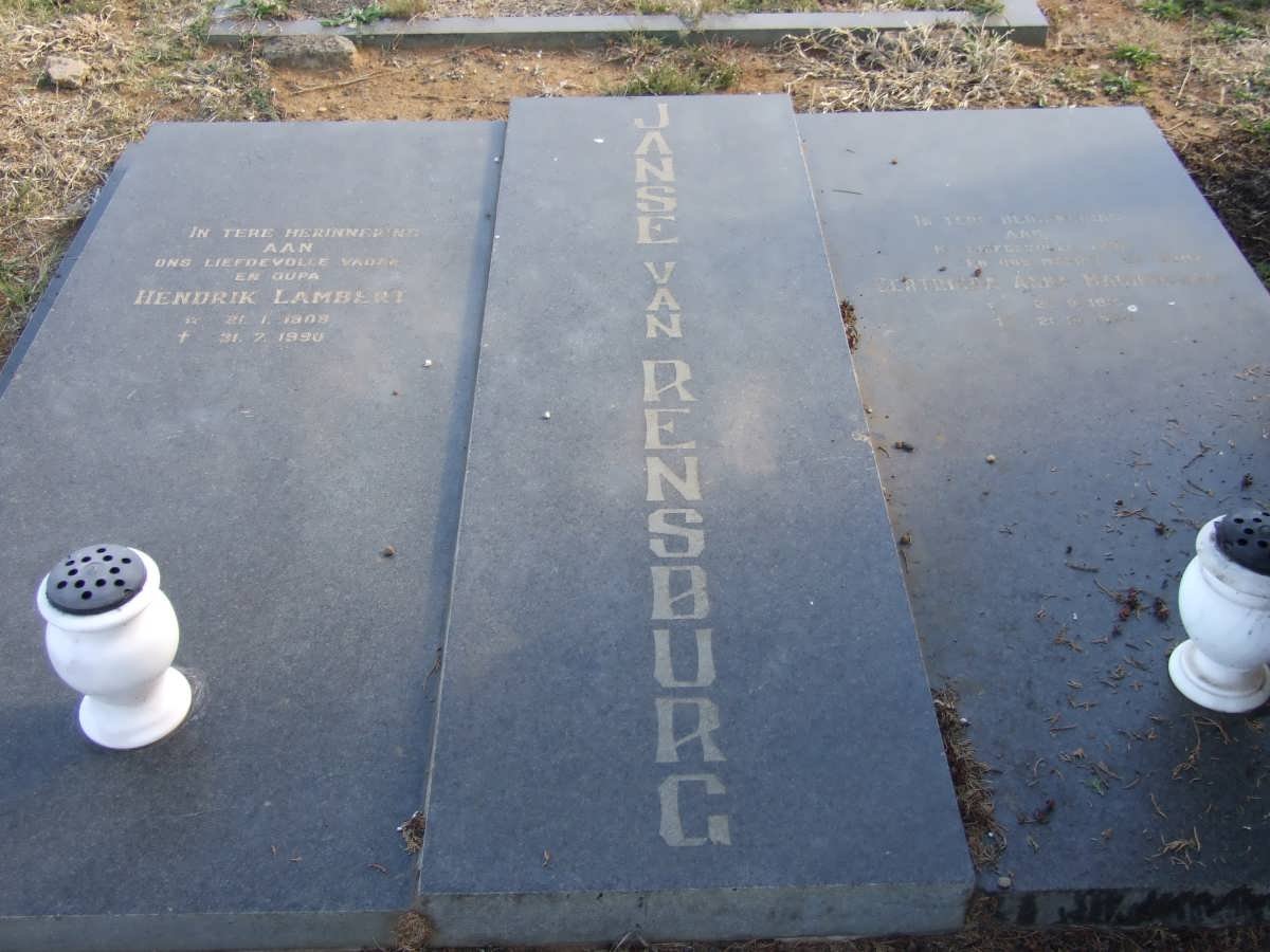RENSBURG Hendrik Lambert, Janse van 1908-1990 &amp; Gertruida Anna Magdalena 1915-1979
