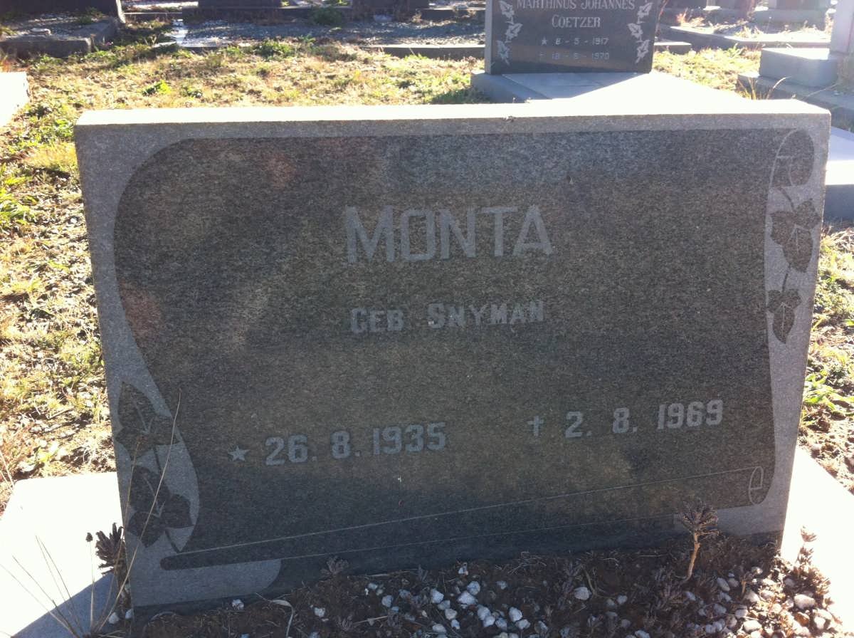 SNYMAN Monta 1935-1969