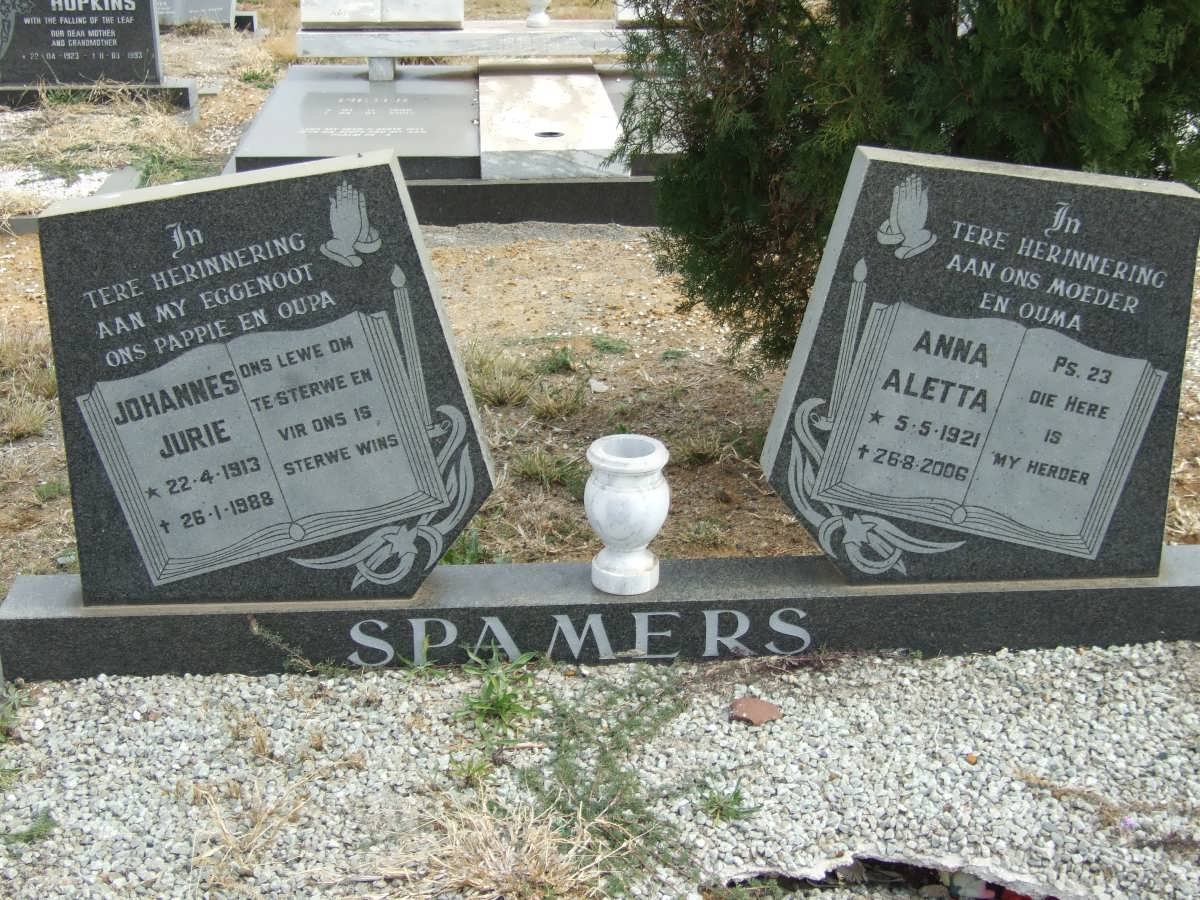 SPAMERS Johannes Jurie 1913-1988 &amp; Anna Aletta 1921-2006