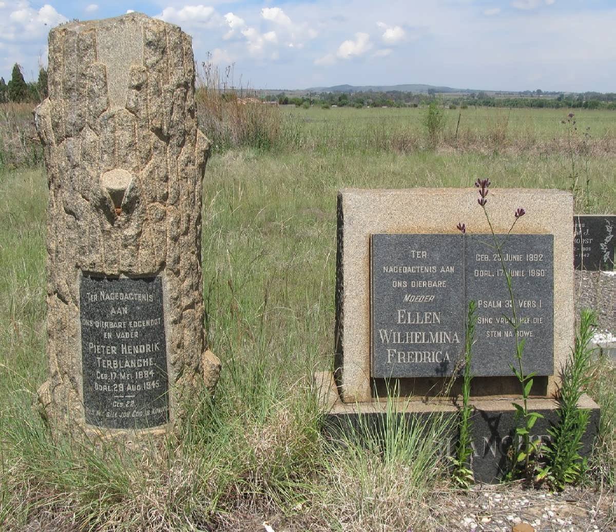 TERBLANCHE Pieter Hendrik 1884-1945 &amp; Ellen Wilhelmina Fredrica 1892-1860