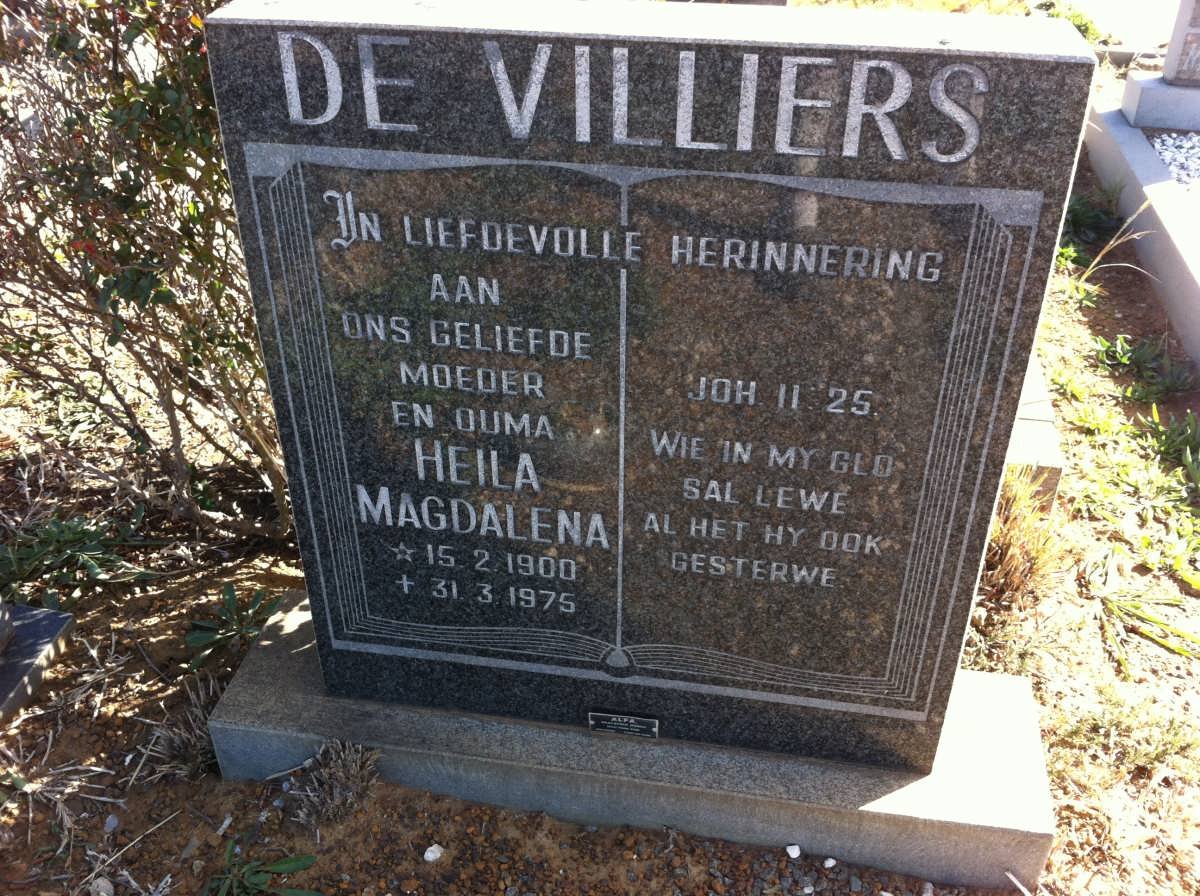 VILLIERS Heila Magdalena, de 1900-1975