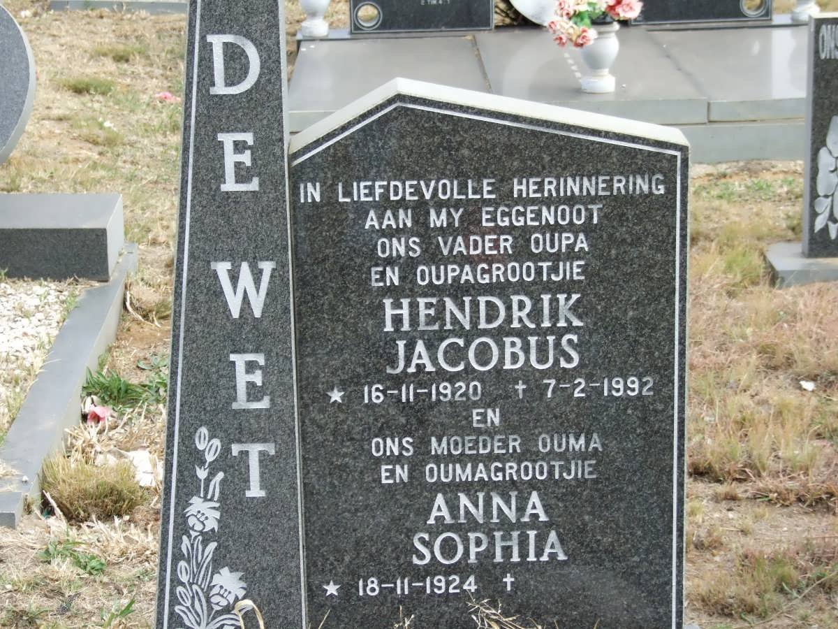 WET Hendrik Jacobus, de 1920-1992 &amp; Anna Sophia 1924-