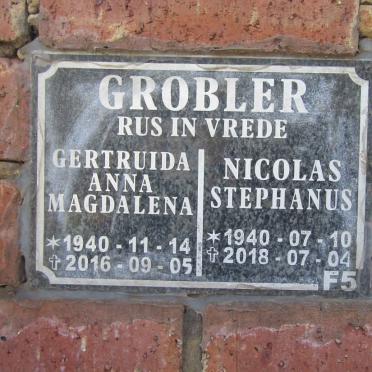 GROBLER Nicolas Stephanus 1940-2018 & Gertruida Anna Magdalena 1940-2016