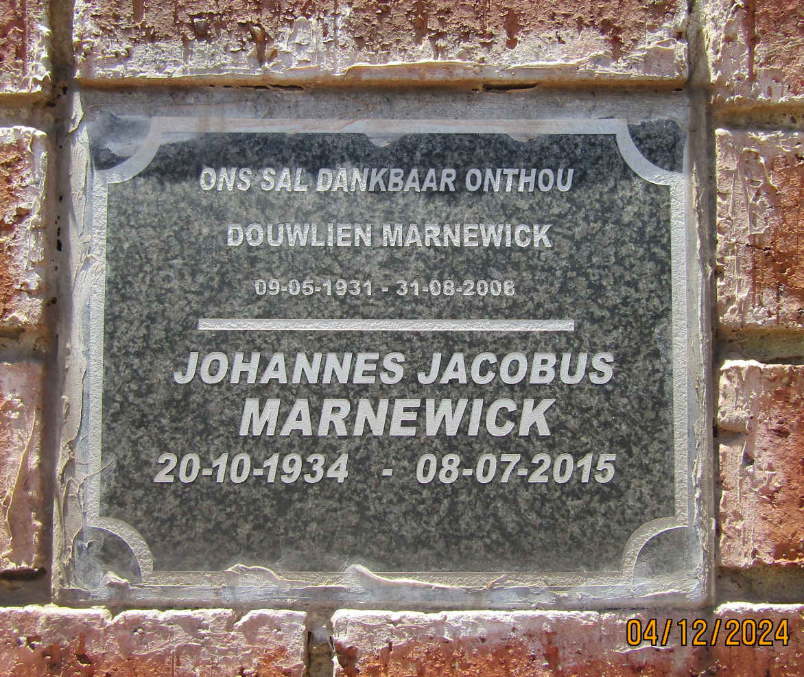 MARNEWICK Johannes Jacobus 1934-2015 & Douwlien 1931-2008