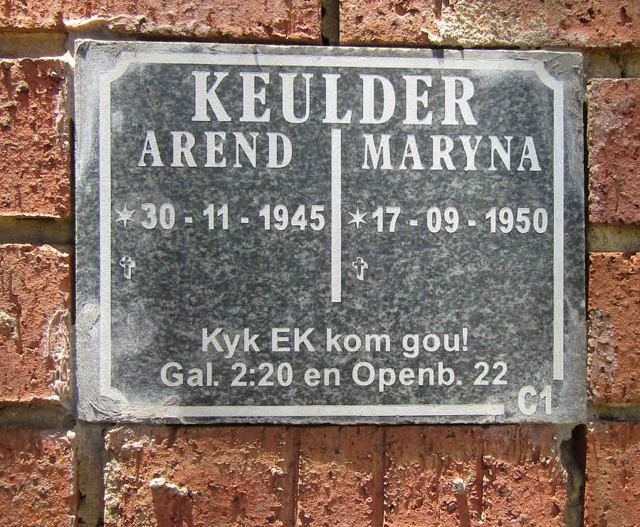 KEULDER Arend 1945- & Maryna 1950-