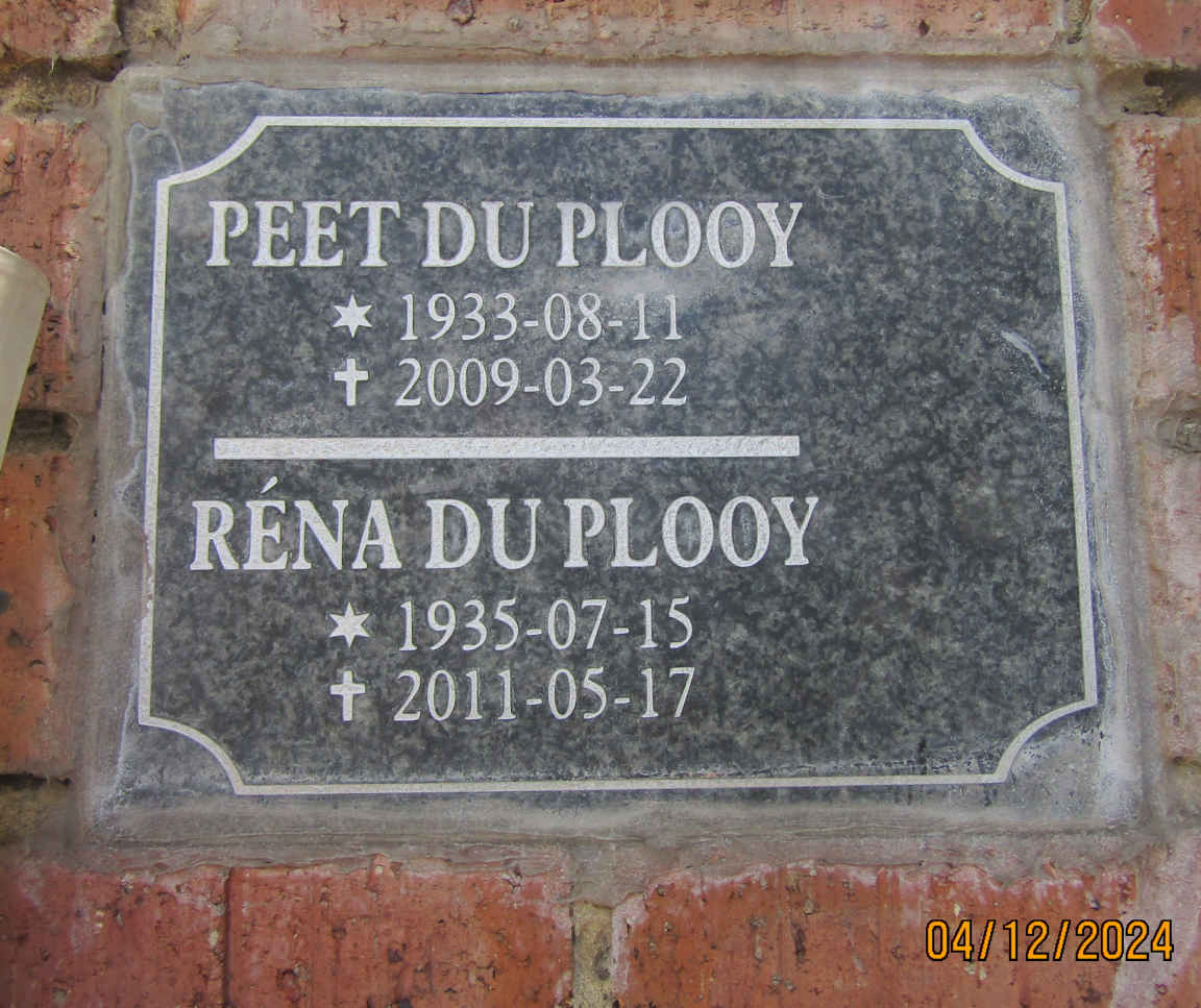 PLOOY Peet, du 1933-2009 & Rena 1935-2011