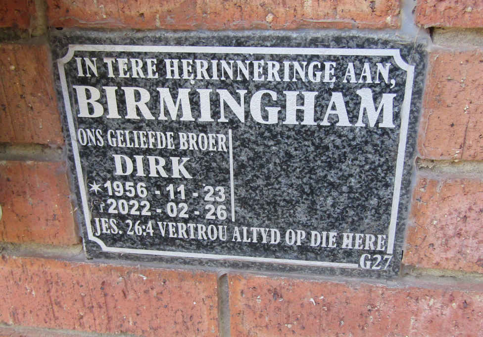 BIRMINGHAM Dirk 1956-2022