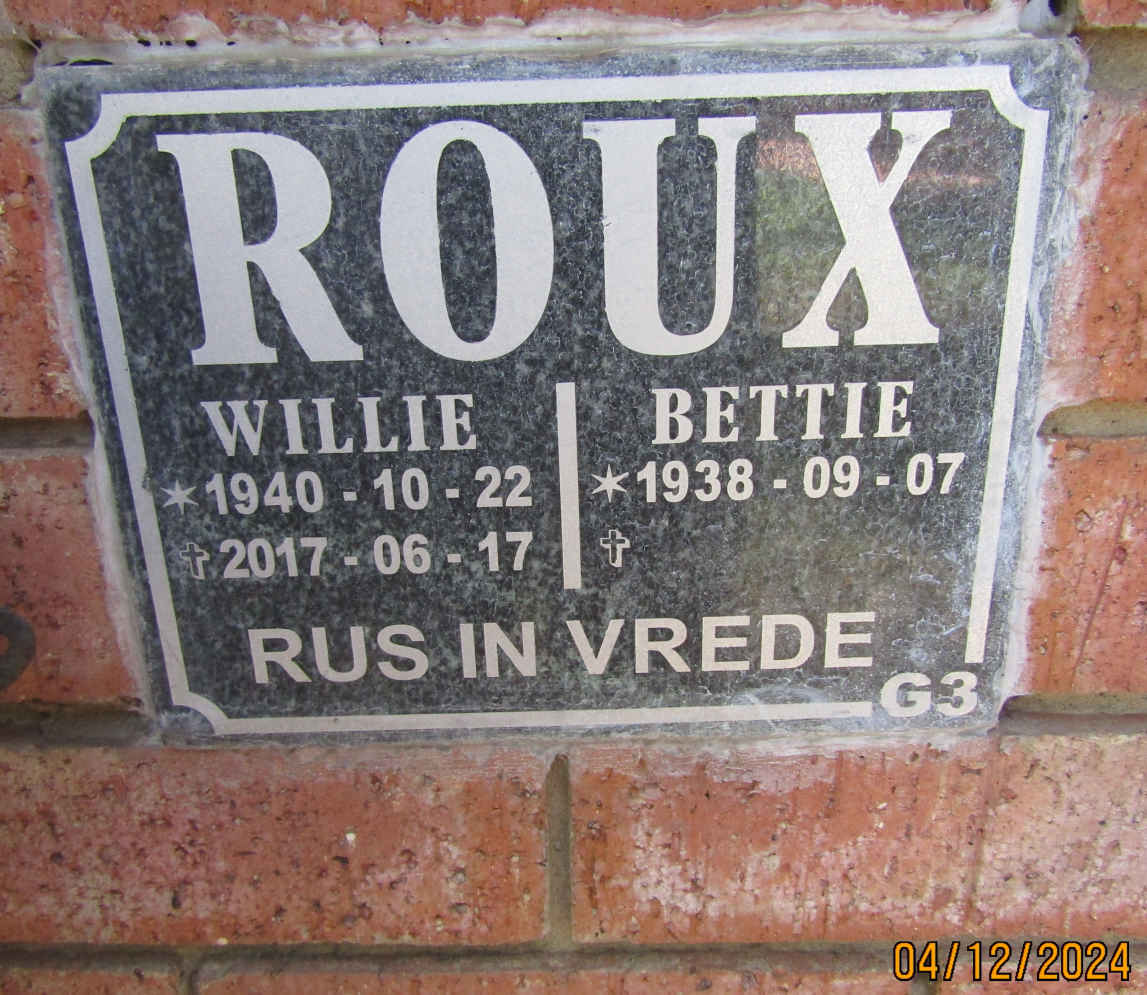 ROUX Willie 1940-2017 & Bettie 1938-