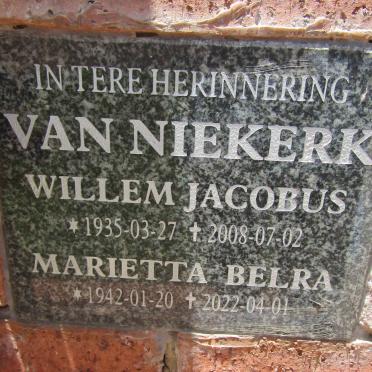 NIEKERK Willem Jacobus, van 1935-2008 & Marietta Belra 1942-2022