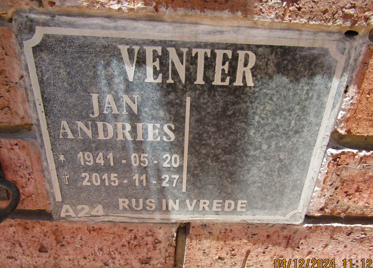 VENTER Jan Andries 1941-2015