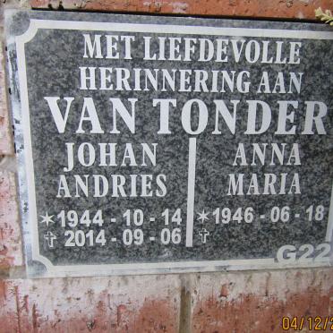 TONDER Johan Andries, van 1944-2014 & Anna Maria 1946-