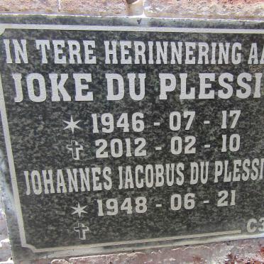 PLESSIS Johannes Jacobus, du 1948- & Joke 1946-2012  
