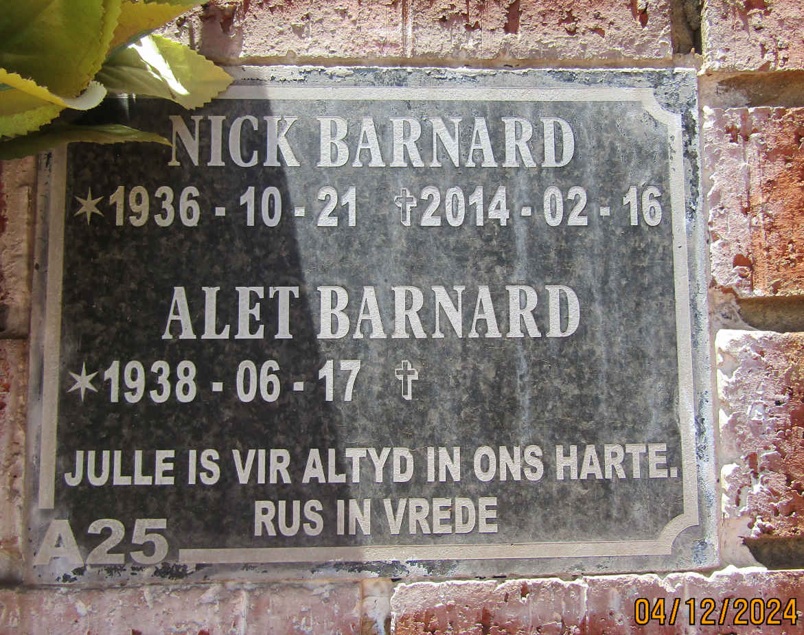 BARNARD Nick 1936-2014 & Alet 1938-