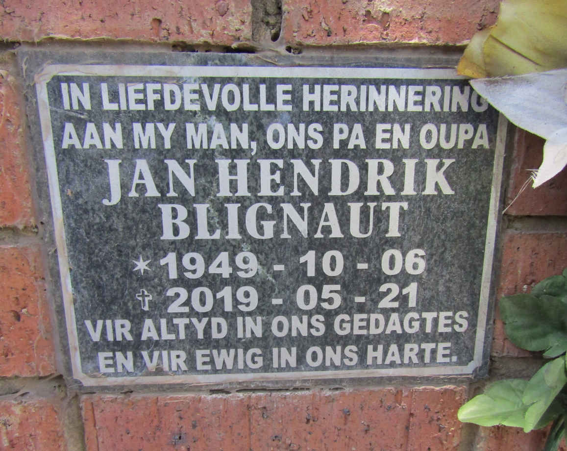 BLIGNAUT Jan Hendrik 1949-2019