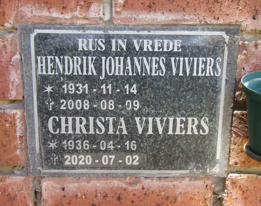 VIVIERS Hendrik Johannes 1931-2008 & Christa 1936-2020