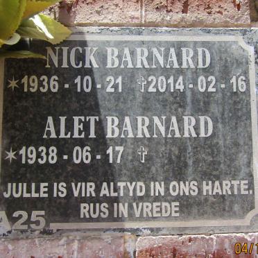 BARNARD Nick 1936-2014 & Alet 1938-