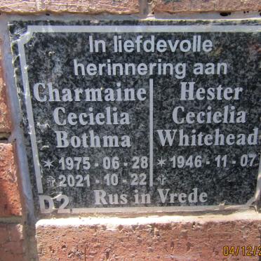 WHITEHEAD Hester Cecielia 1946- :: BOTHMA Charmaine Cecielia 1975-2021  