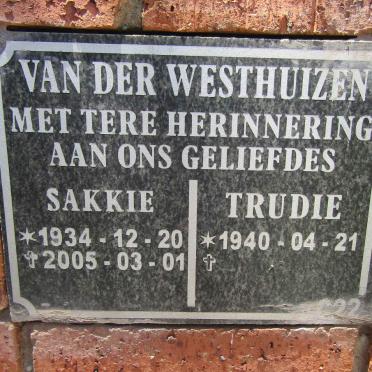 WESTHUIZEN Sakkie, van der 1934-2005 & Trudie 1940-