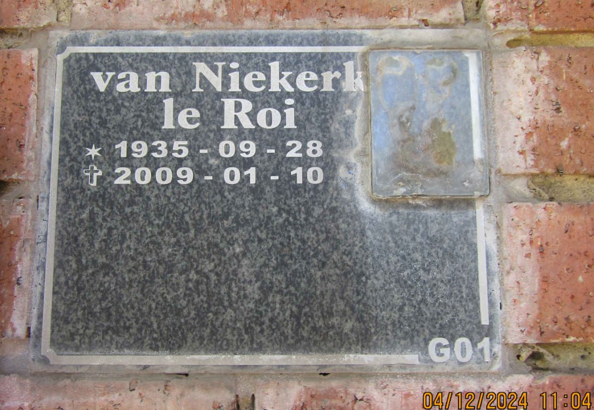 NIEKERK Le Roi, van 1935-2009