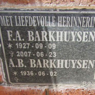 BARKHUYSEN F.A. 1927-2007 & A.B. 1936-