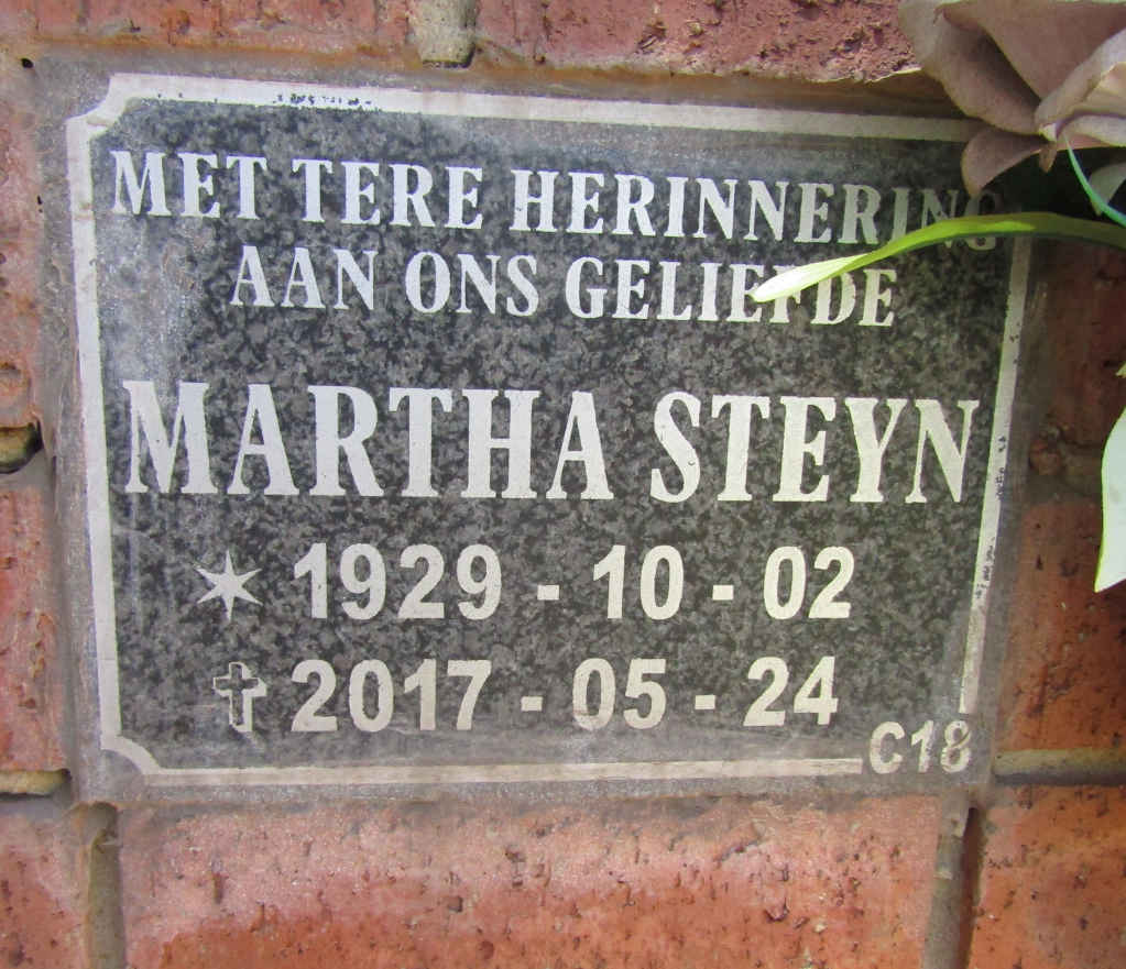 STEYN Martha 1929-2017