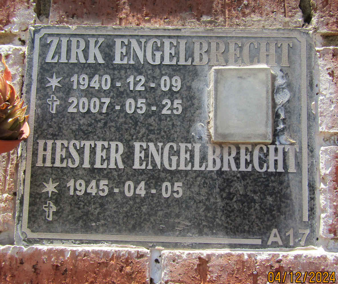 ENGELBRECHT Zirk 1940-2007 & Hester 1945-