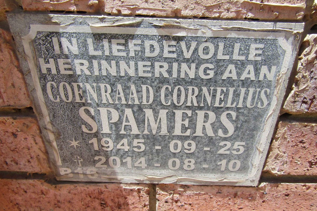 SPAMERS Coenraad Cornelius 1945-2014