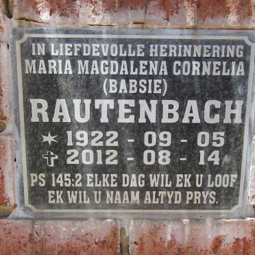 RAUTENBACH Maria Magdalena Cornelia 1922-2012