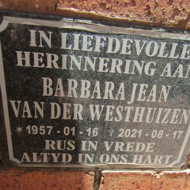WESTHUIZEN Barbara Jean, van der 1957-2021
