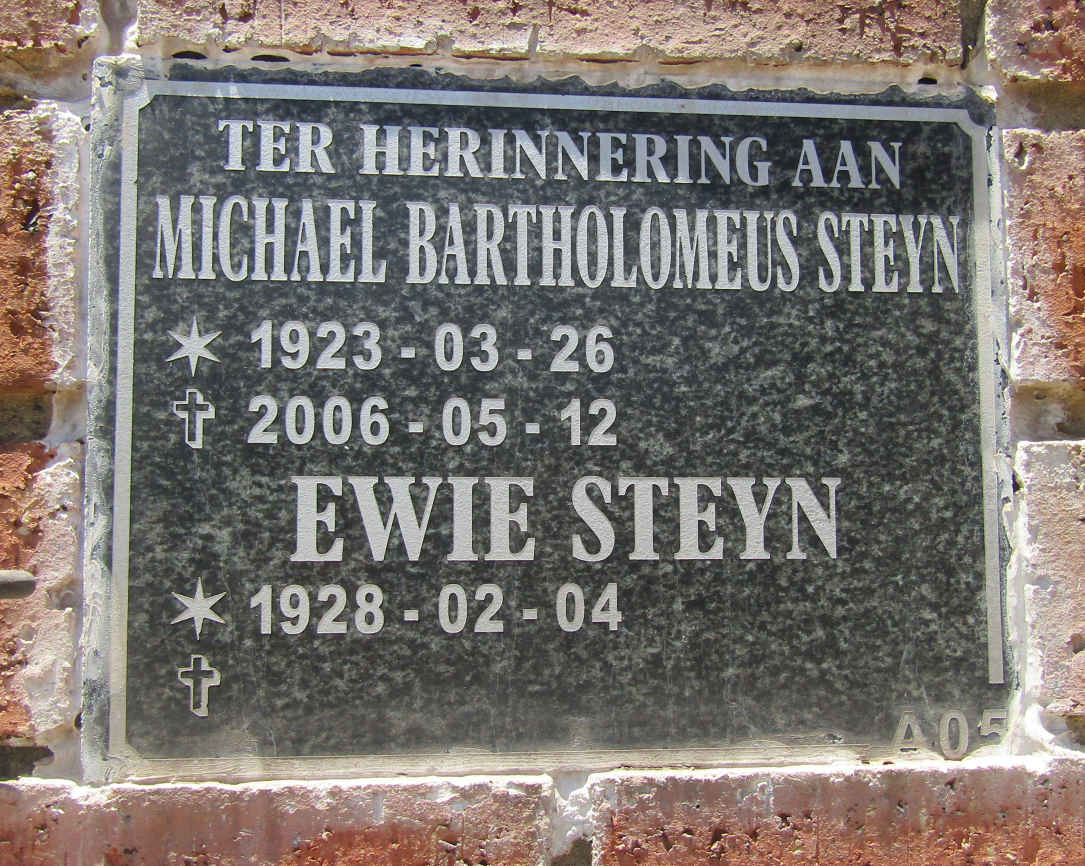 STEYN Michael Bartholomeus 1923-2006 & Ewie 1928-