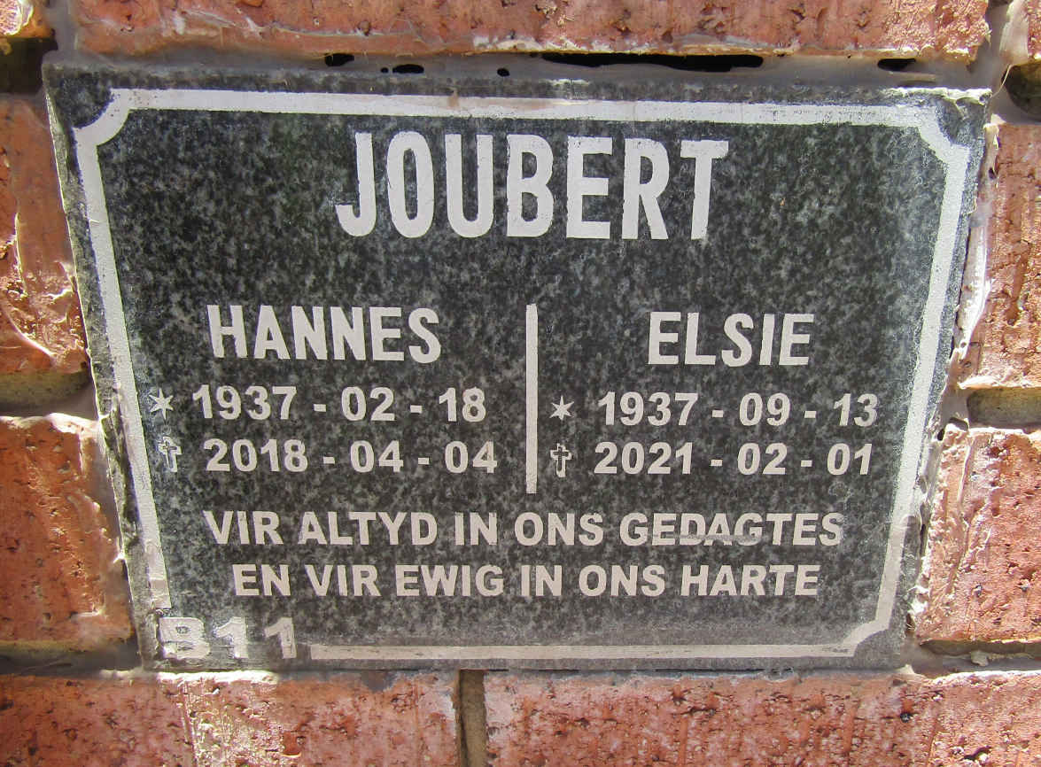 JOUBERT Hannes 1937-2018 & Elsie 1937-2021