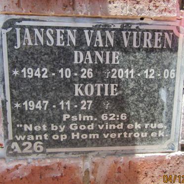 VUREN Danie, Jansen van 1942-2011 & Kotie 1947-