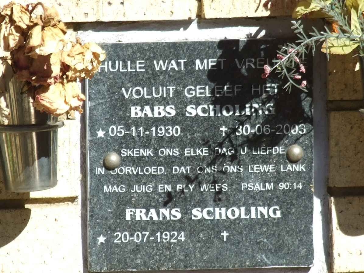 SCHOLING Frans 1924- &amp; Babs 1930-2009