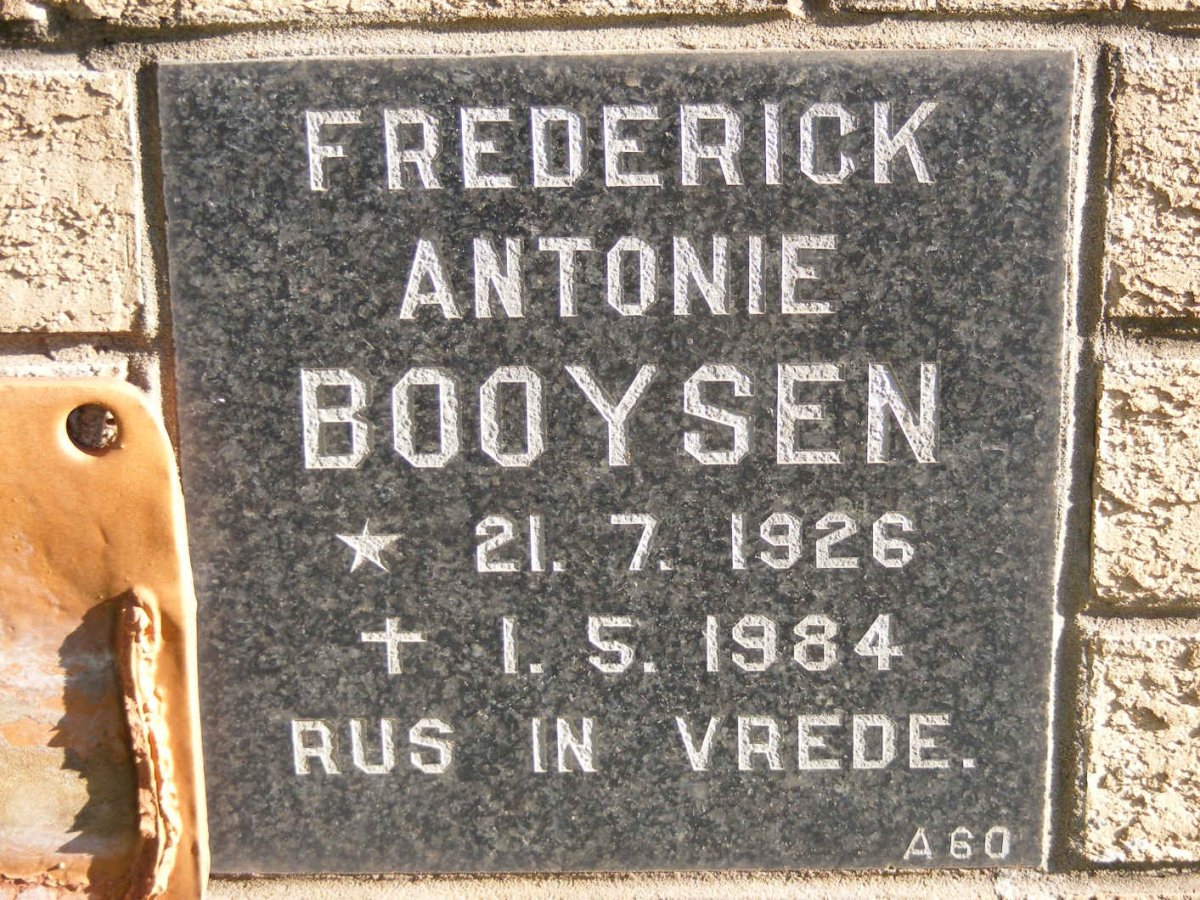 BOOYSEN Frederick Antonie 1926-1984