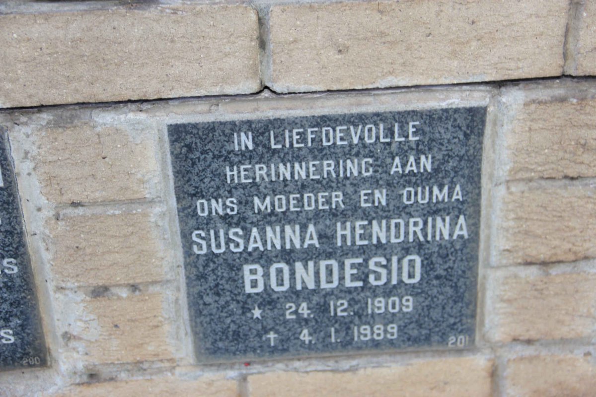BONDESIO Susanna Hendrina 1909-1989