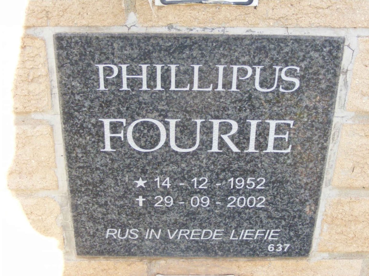 FOURIE Phillipus 1952-2002