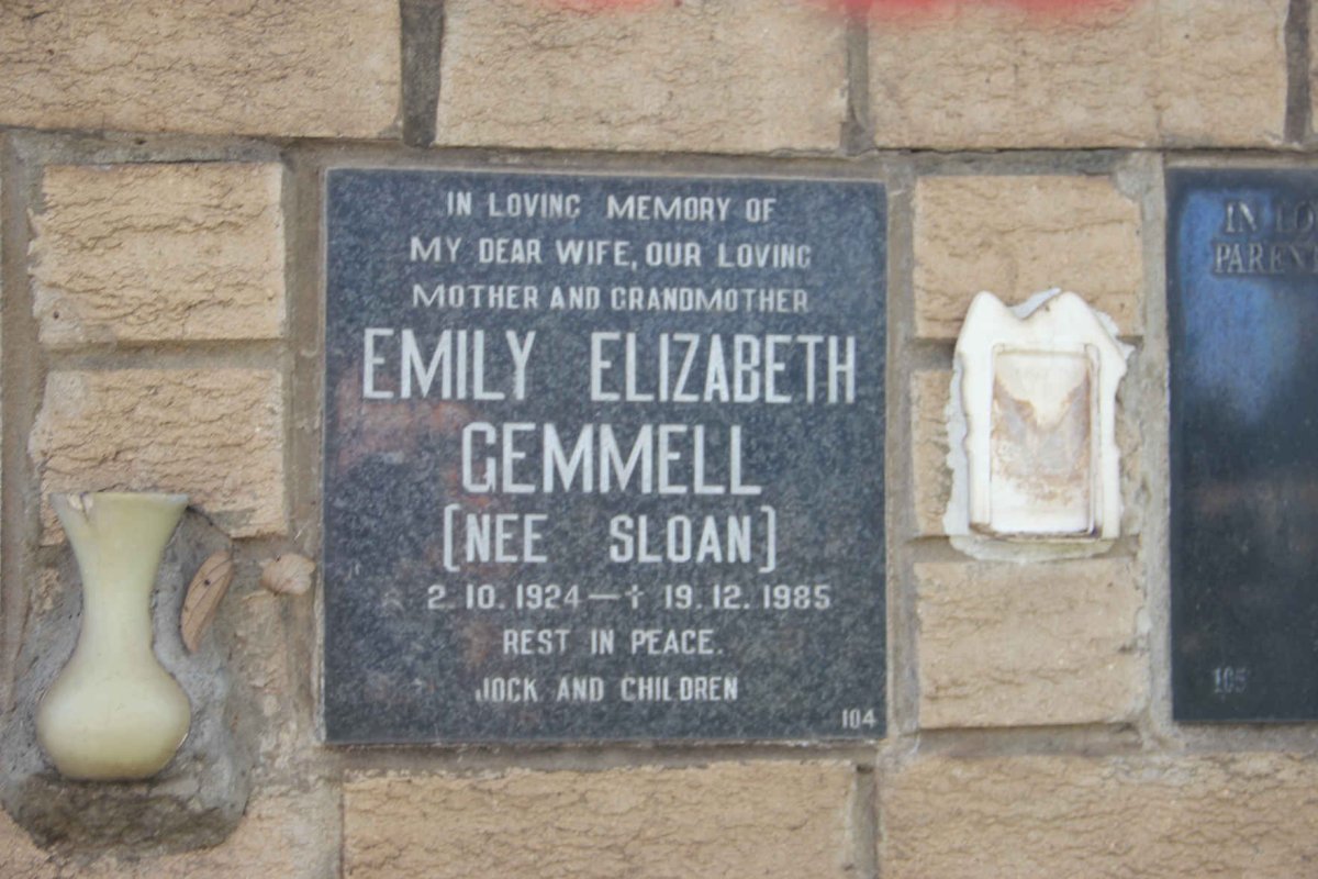 GEMMELL Emily Elizabeth nee SLOAN 1924-1985