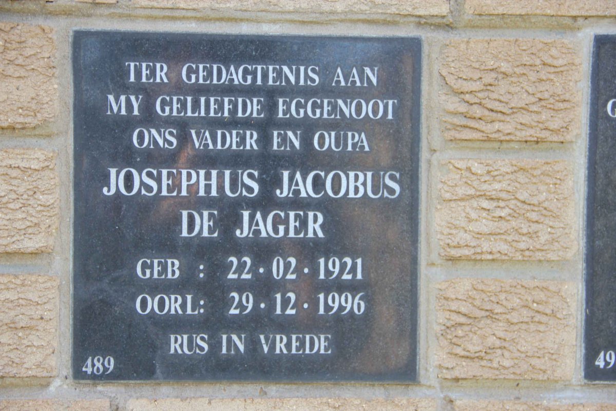 JAGER Josephus Jacobus, de 1921-1996