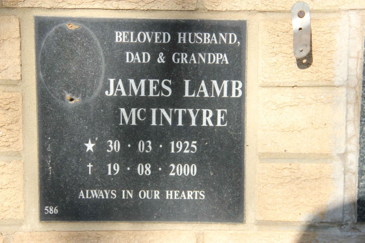 McINTYRE James Lamb 1925-2000