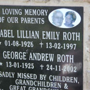 ROTH George Andrew 1925-2002 &amp; Mabel Lillian Emily 1926-1997
