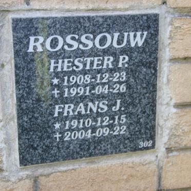 ROSSOUW Frans J. 1910-2004 &amp; Hester P. 1908-1991