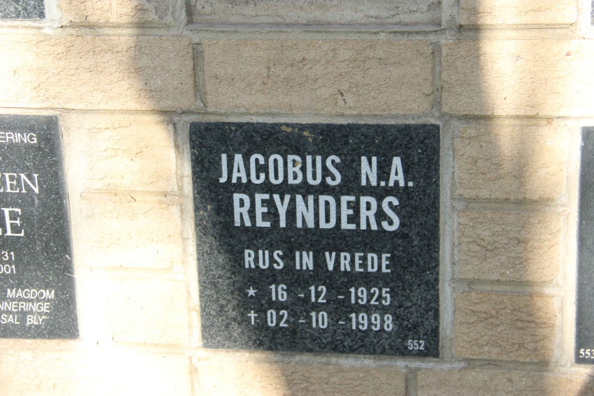 REYNDERS Jacobus N.A. 1925-1998