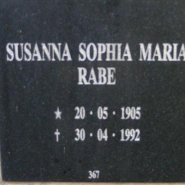 RABE Susanna Sophia Maria 1905-1992