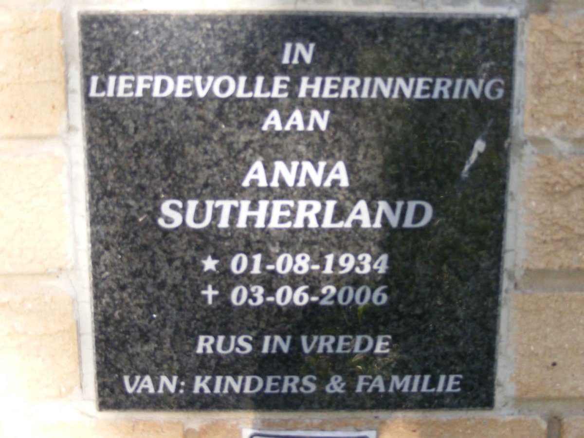 SUTHERLAND Anna 1934-2006