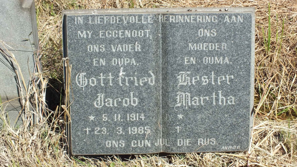 ? Gottfried Jacob 1914-1985 &amp; Hester Martha