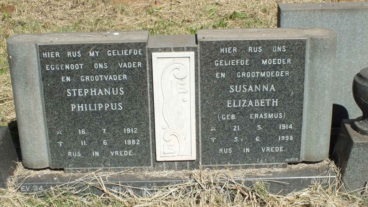 ? Stephanus Philippus 1912-1982 &amp; Susanna Elizabeth ERASMUS 1914-1998