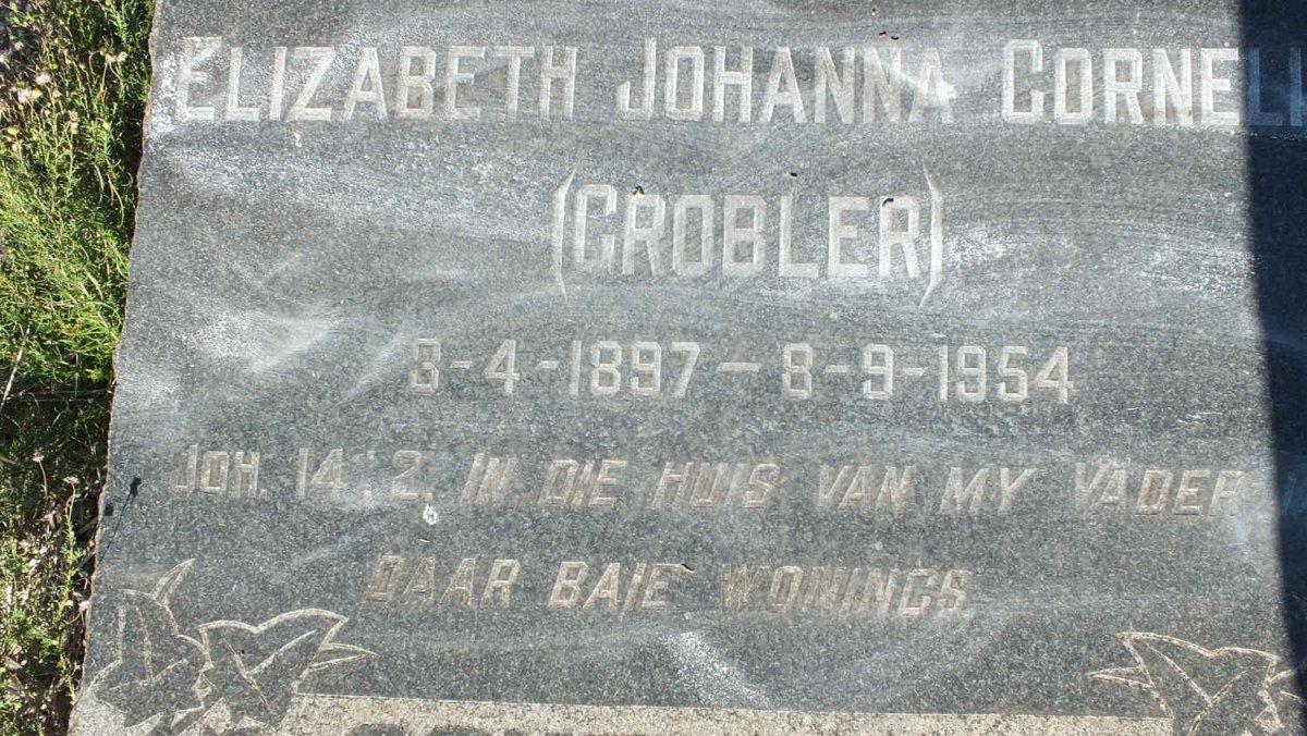 ? Elizabeth Johanna Cornelia nee GROBLER 1897-1954