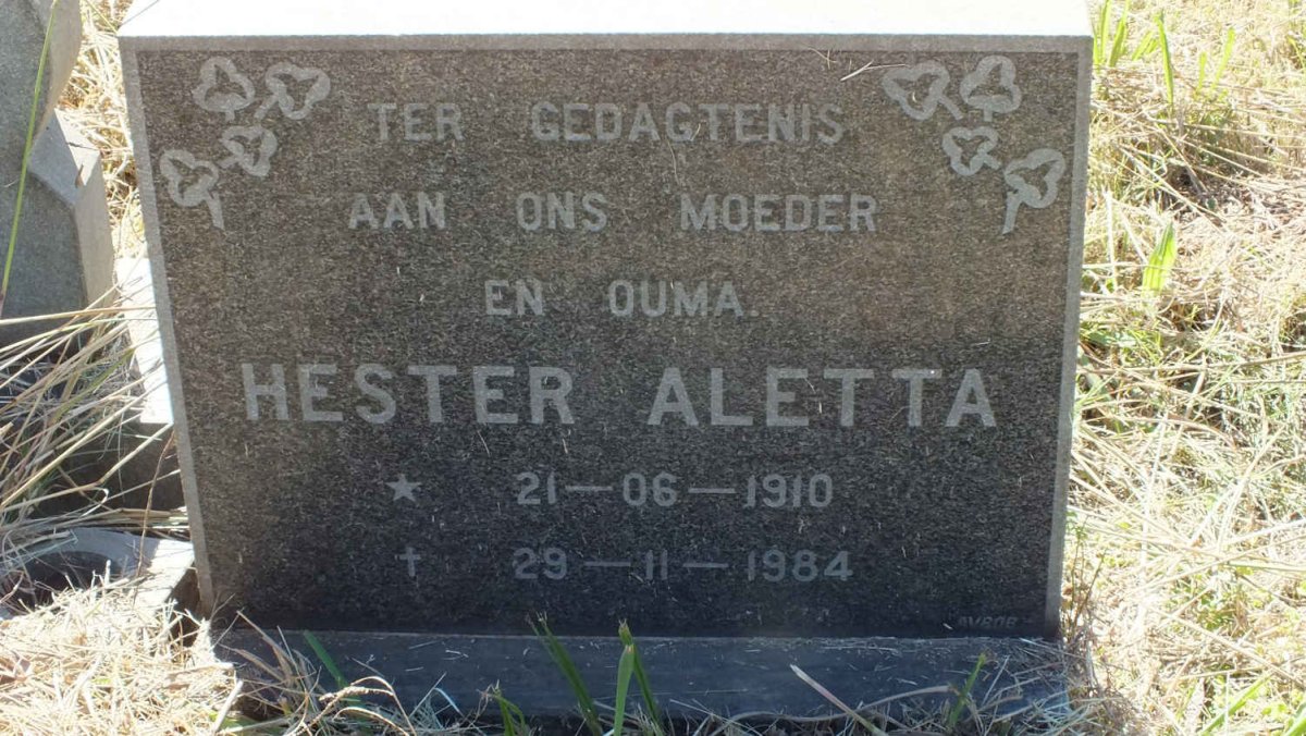 ? Hester Aletta 1910-1984