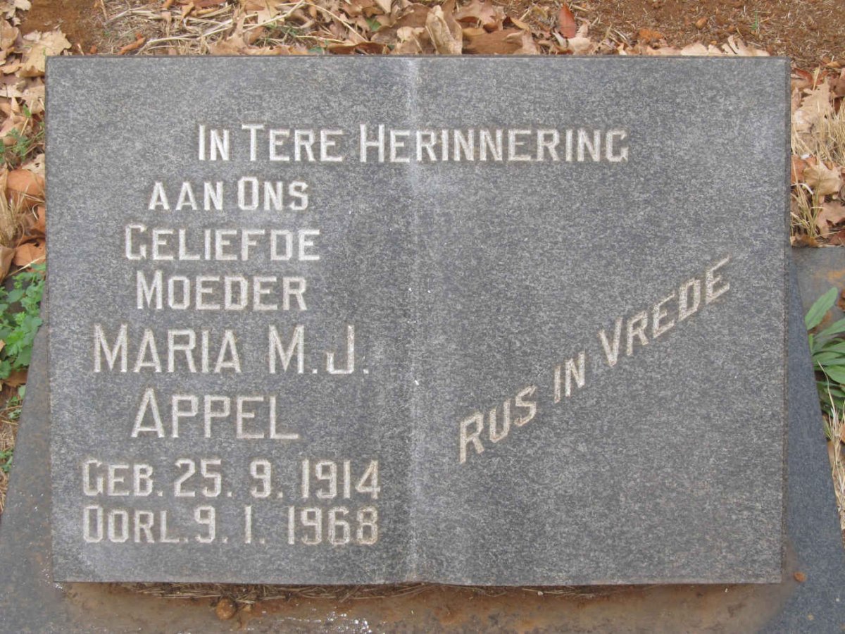 APPEL Maria M.J. 1914-1968